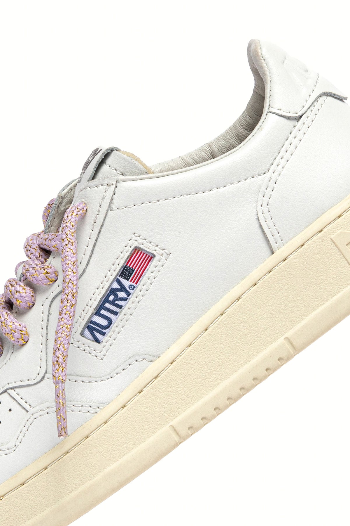 Autry Sneaker Medalist donna in pelle bianca con lacci oversize lilla Taiorch AULW SW04 WHT/TAIORCH 