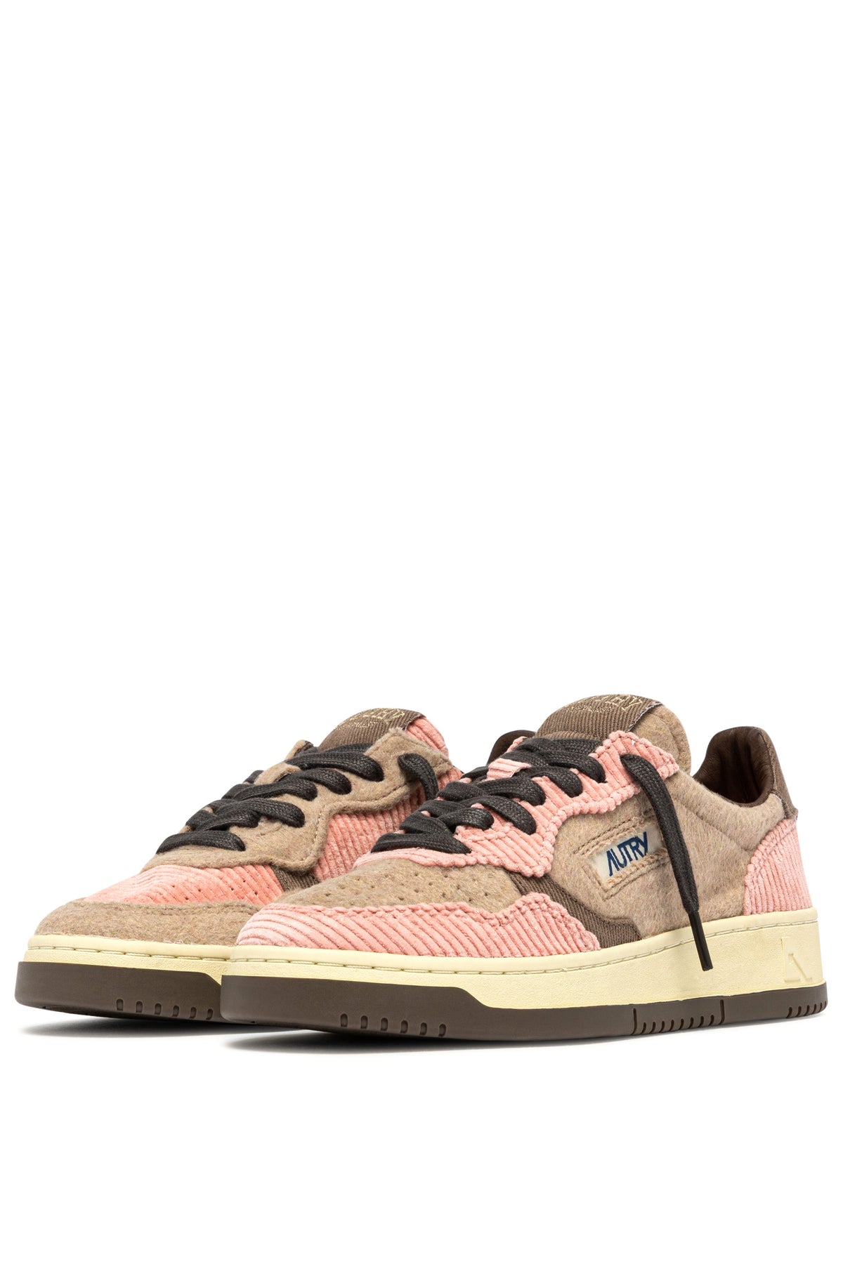 Autry Sneaker Medalist donna in velluto Pink/Chocolate con mix di texture AULW V101 PINK/CHOCO 