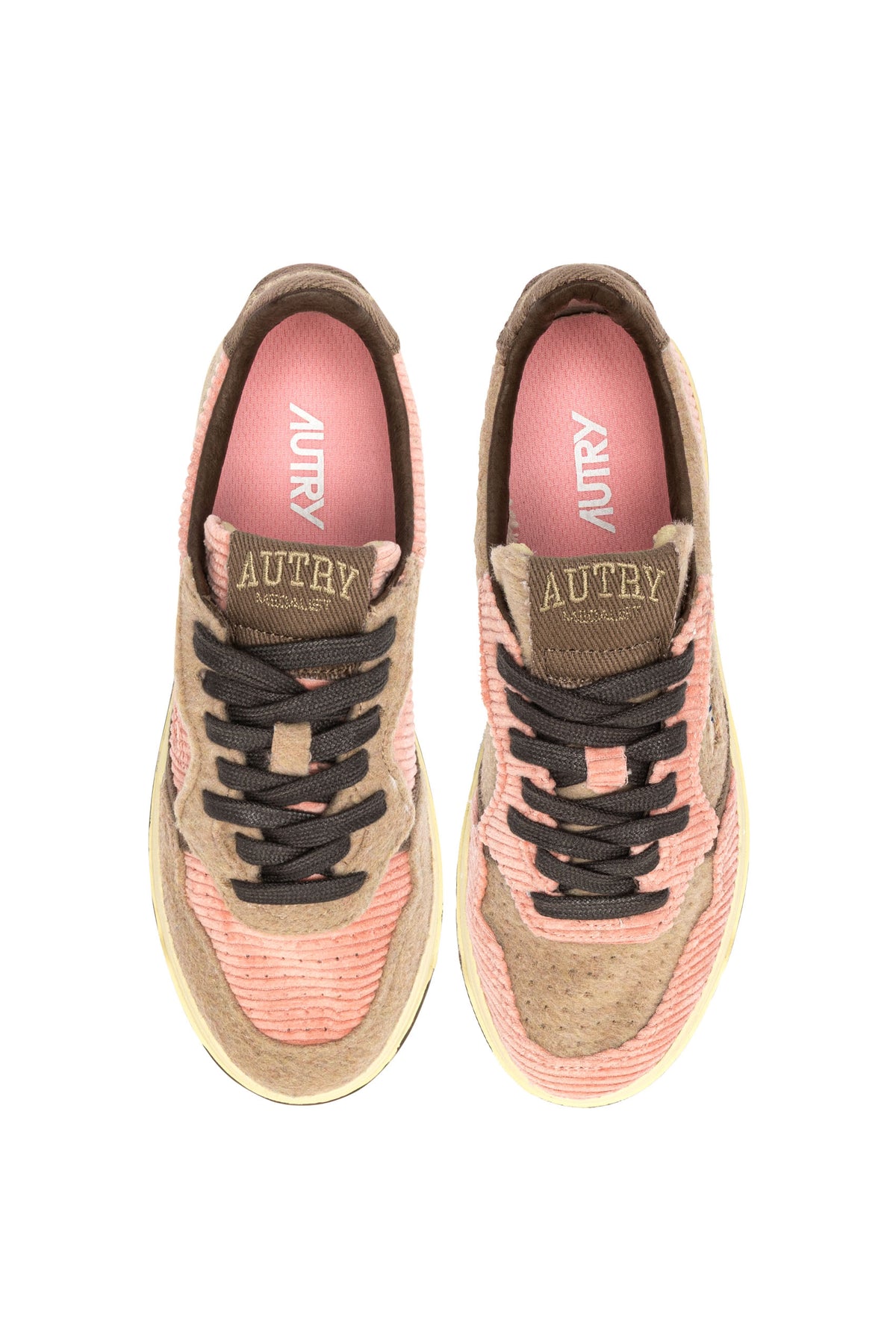 Autry Sneaker Medalist donna in velluto Pink/Chocolate con mix di texture AULW V101 PINK/CHOCO 