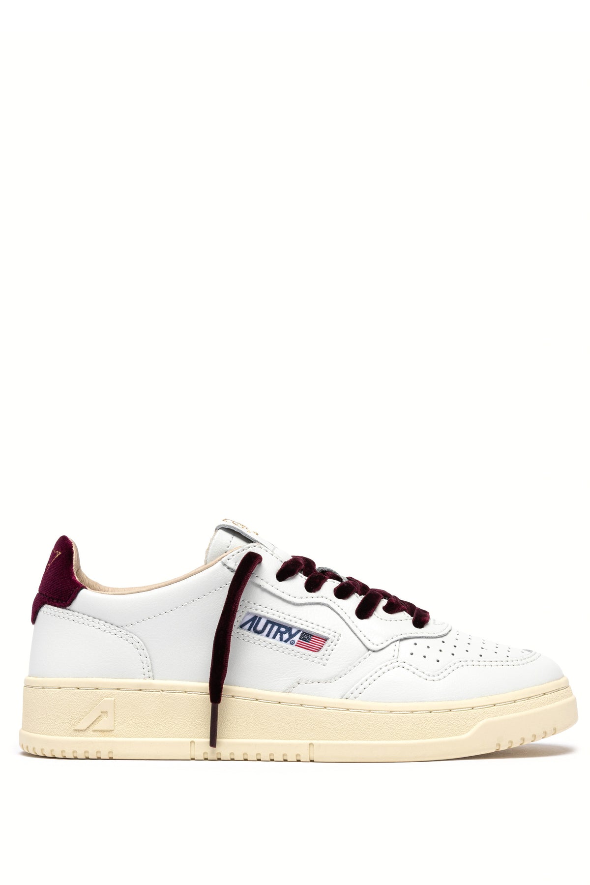 Autry Sneaker Medalist donna in pelle bianca con talloncino velluto Fig AULW VZ01 WHT/FIG 