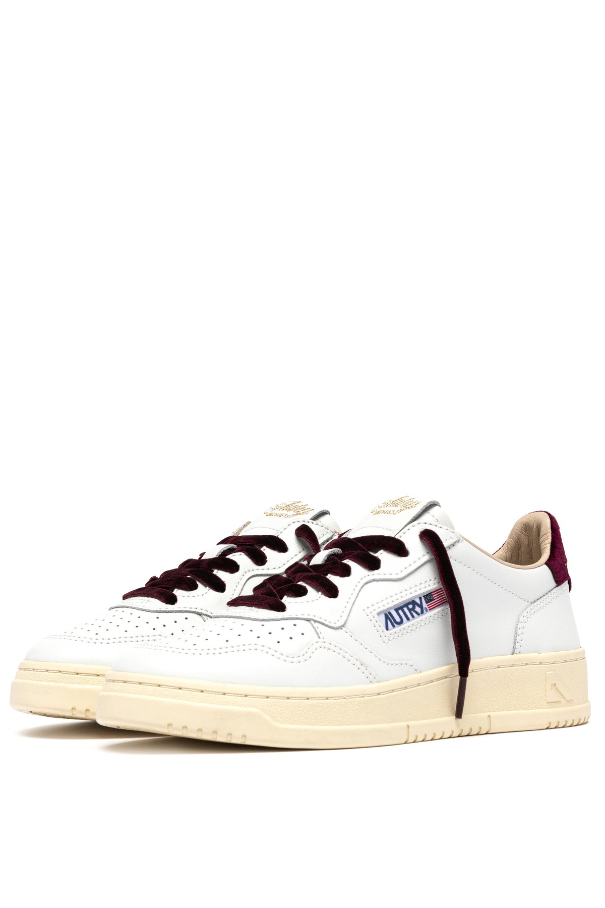Autry Sneaker Medalist donna in pelle bianca con talloncino velluto Fig AULW VZ01 WHT/FIG 