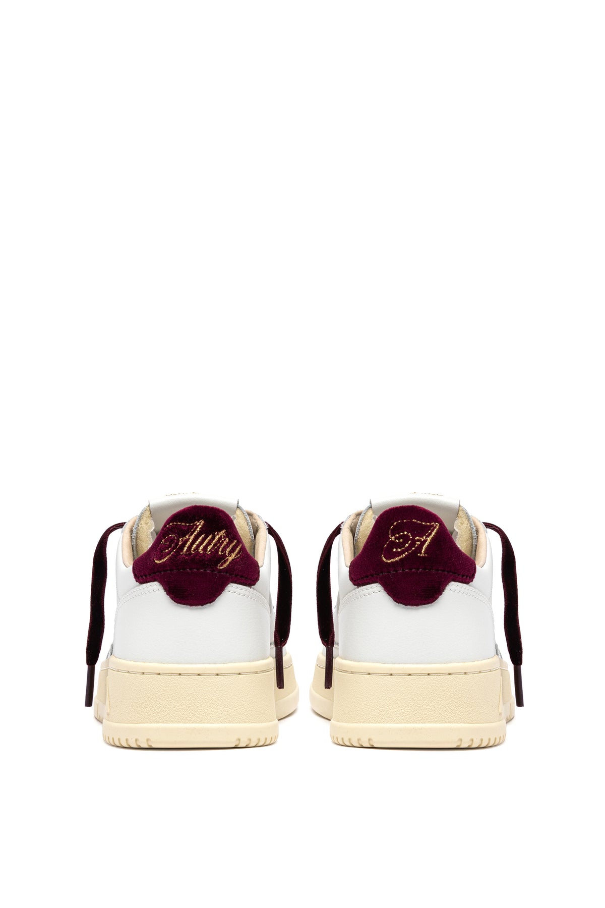 Autry Sneaker Medalist donna in pelle bianca con talloncino velluto Fig AULW VZ01 WHT/FIG 