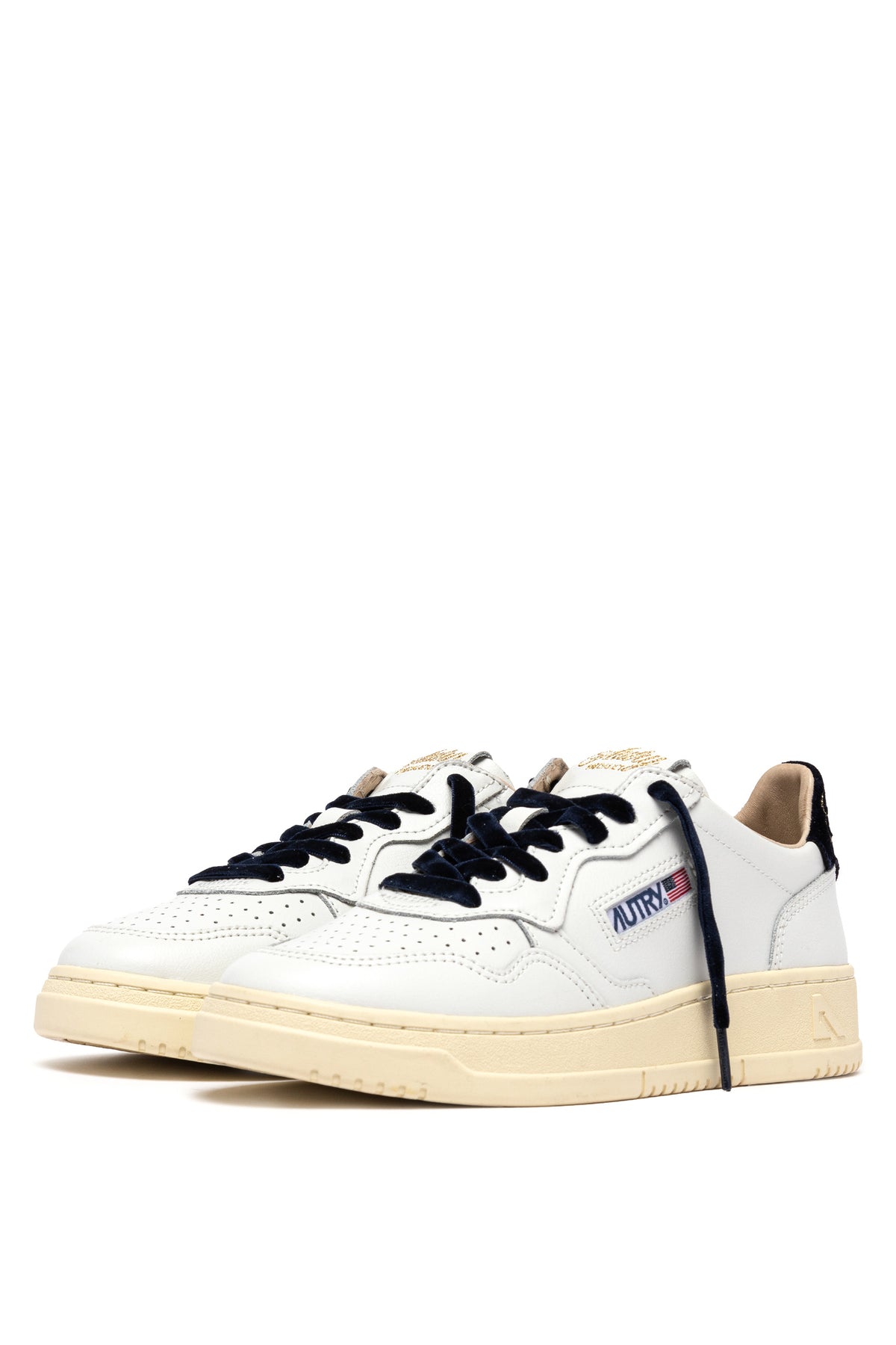 Autry Sneaker Medalist donna in pelle bianca con talloncino velluto Space AULW VZ02 WHT/SPACE 