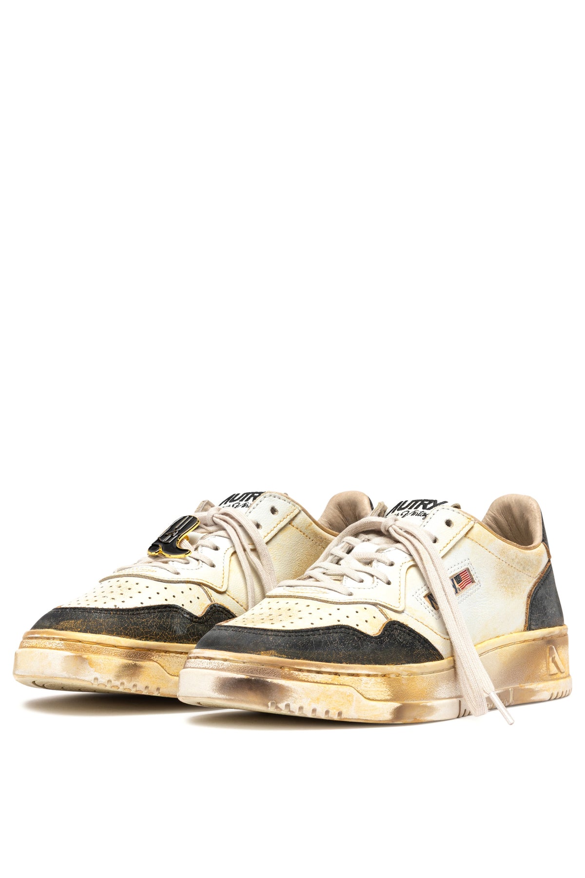 Autry Sneaker SuperVintage in pelle craquelé bianco/nero AVLM KG01 WHT/BLK 