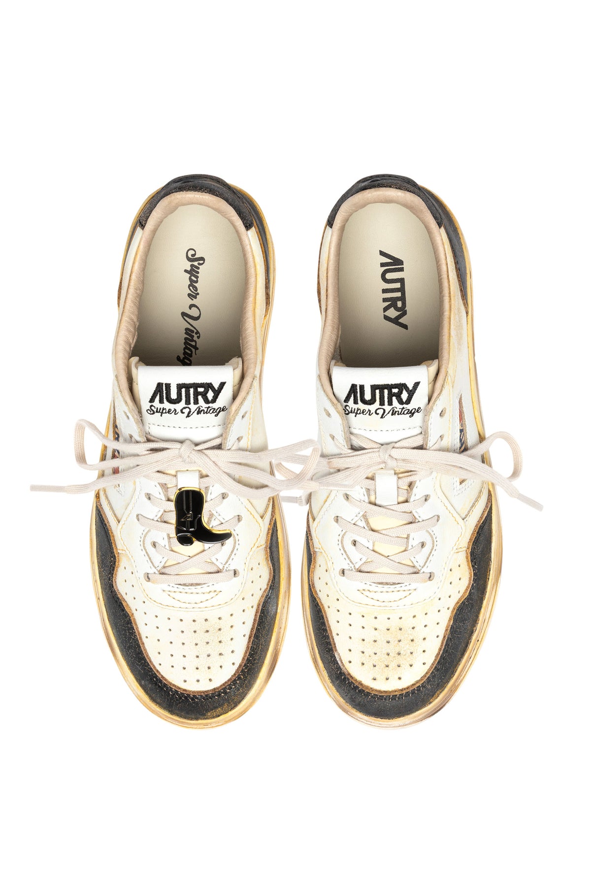 Autry Sneaker SuperVintage in pelle craquelé bianco/nero AVLM KG01 WHT/BLK 