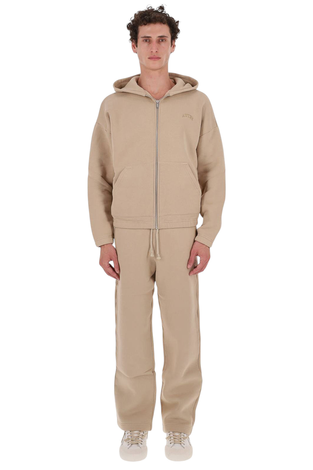 Autry Felpa zip unisex in heavy jersey di cotone Sediment con cappuccio HIPX 121N SEDIMENT 