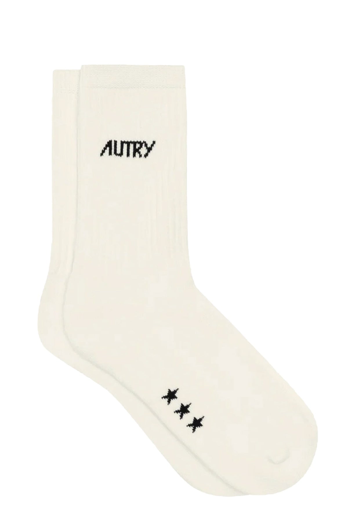 Autry Calze in cotone con lettering Cream/Black SOPU 0550 CREAM/BLK 