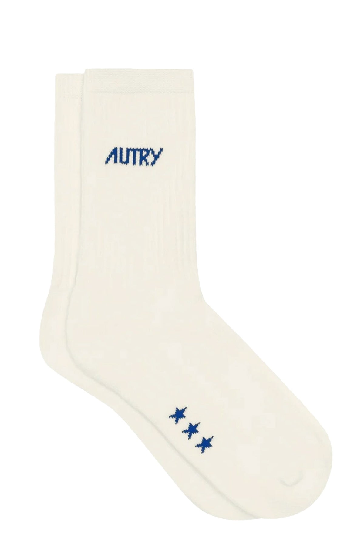 Autry Calze in cotone con lettering Cream/Blue SOPU 0551 CREAM/BLU 