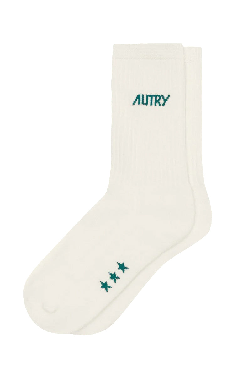 Autry Calze in cotone con lettering Cream/Green SOPU 0552 CREAM/GREEN 