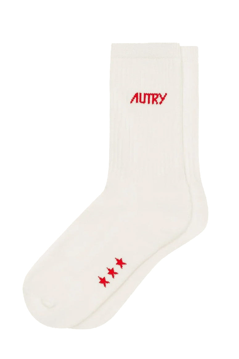 Autry Calze in cotone con lettering Cream/Red SOPU 0557 CREAM/RED 
