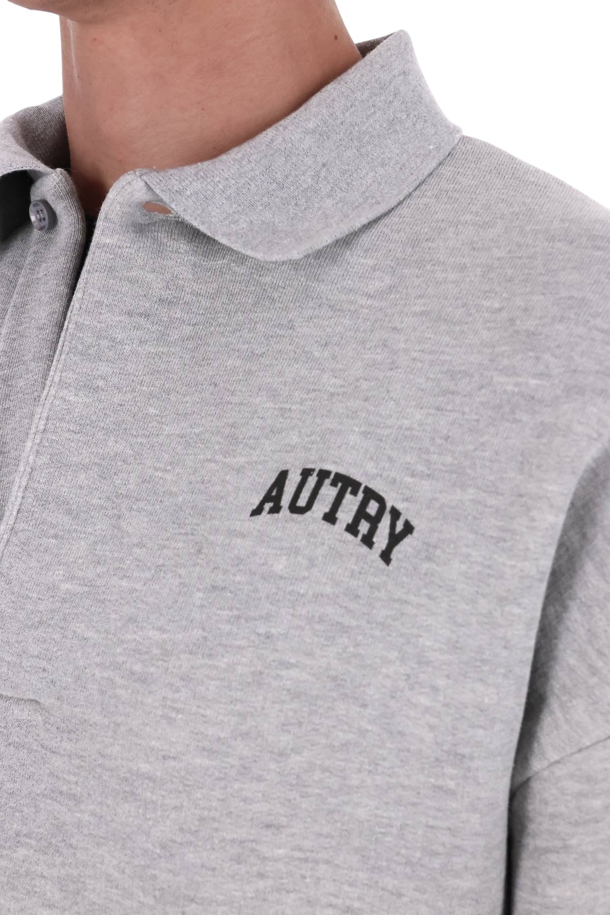 Autry Felpa polo unisex heavy jersey Dark Melange con bottoni coperti SWPX 117D MELANGE 