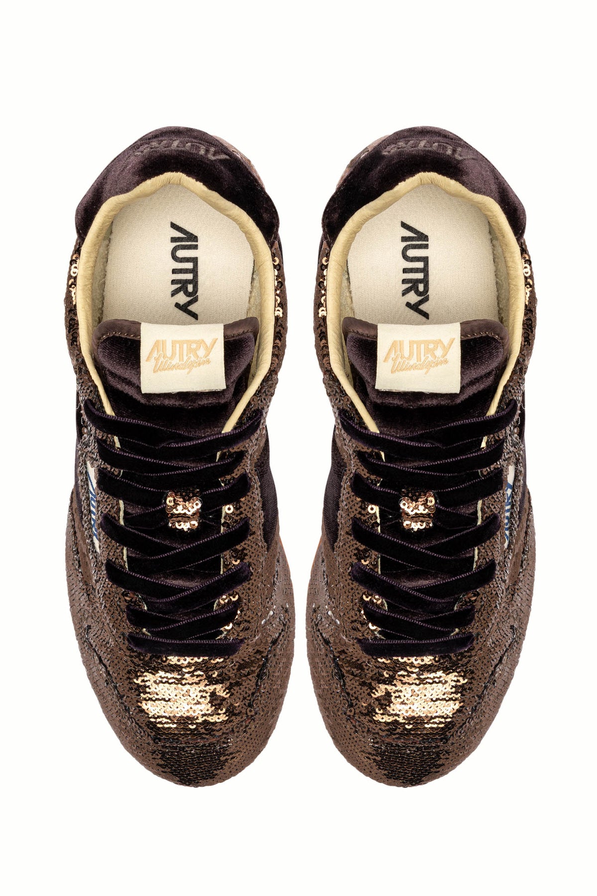 Autry Sneaker Windspin donna in velluto con paillettes Bronze/Chocolate WSLW EI01 BRON/CHOC 