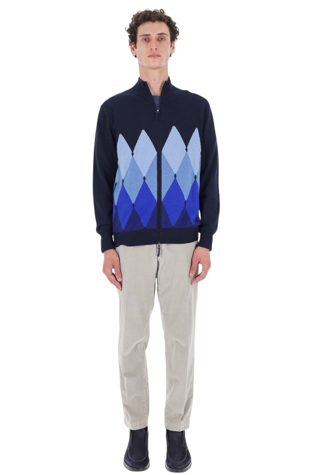 Ballantyne Maglia full zip in cashmere 1 filo fantasia Diamond B2K036-12KA8 93560 