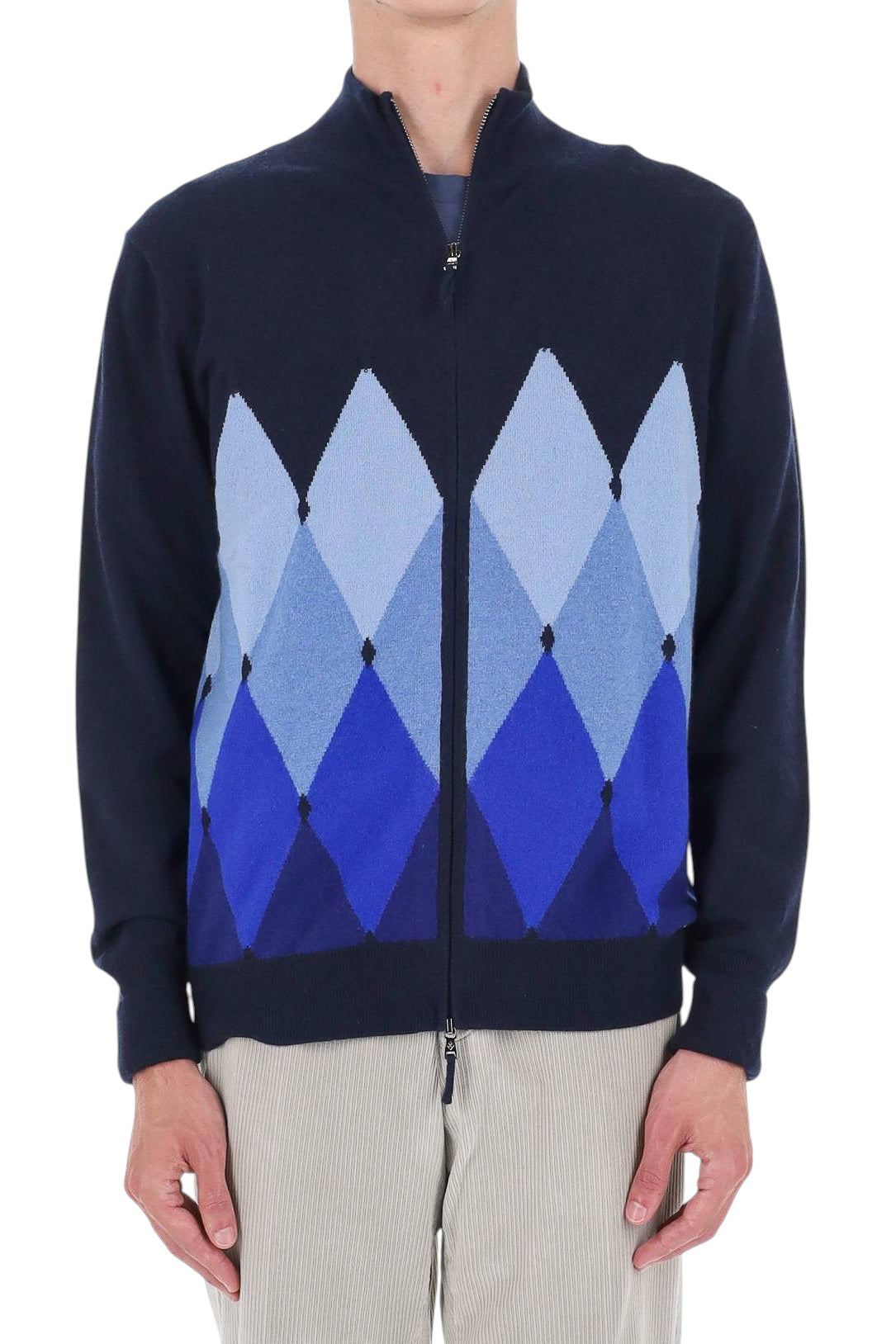 Ballantyne Maglia full zip in cashmere 1 filo fantasia Diamond B2K036-12KA8 93560 
