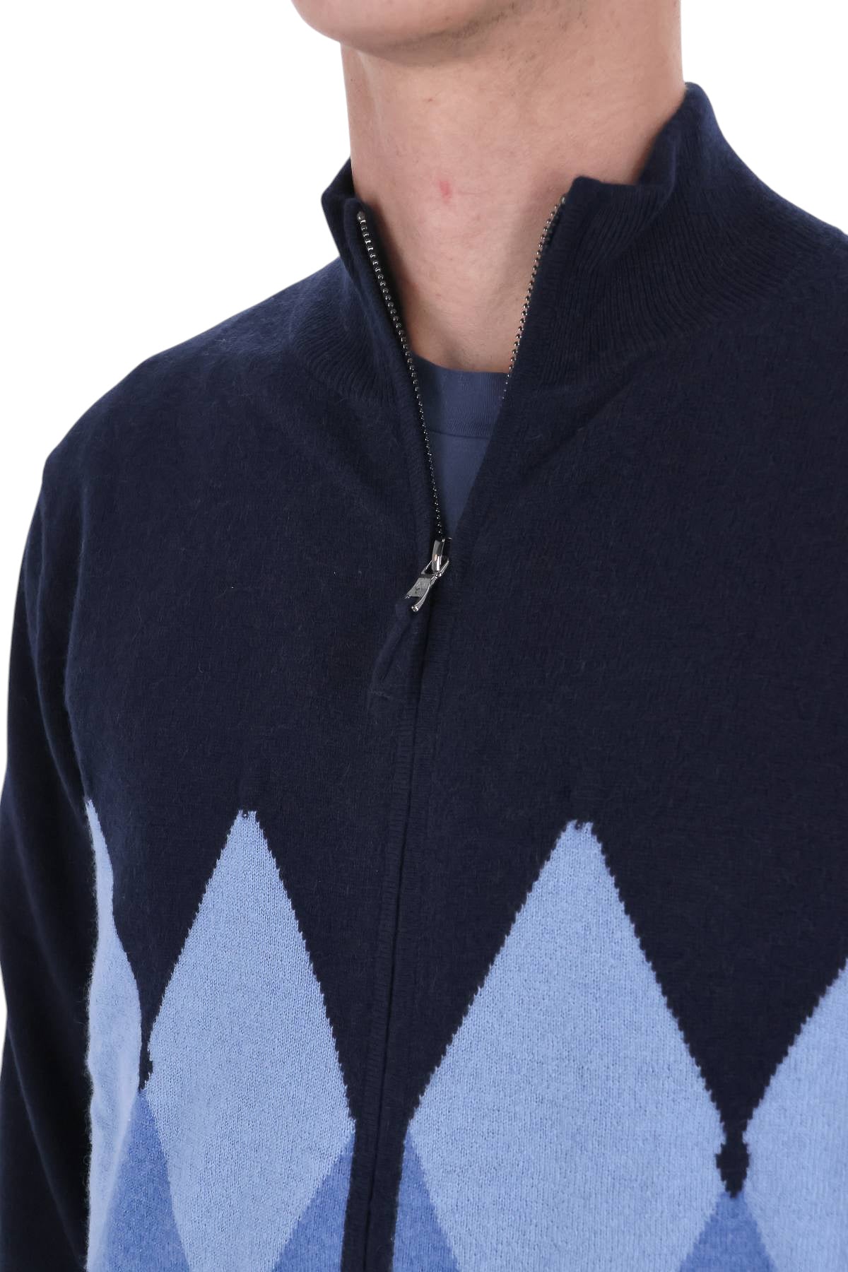 Ballantyne Maglia full zip in cashmere 1 filo fantasia Diamond B2K036-12KA8 93560 