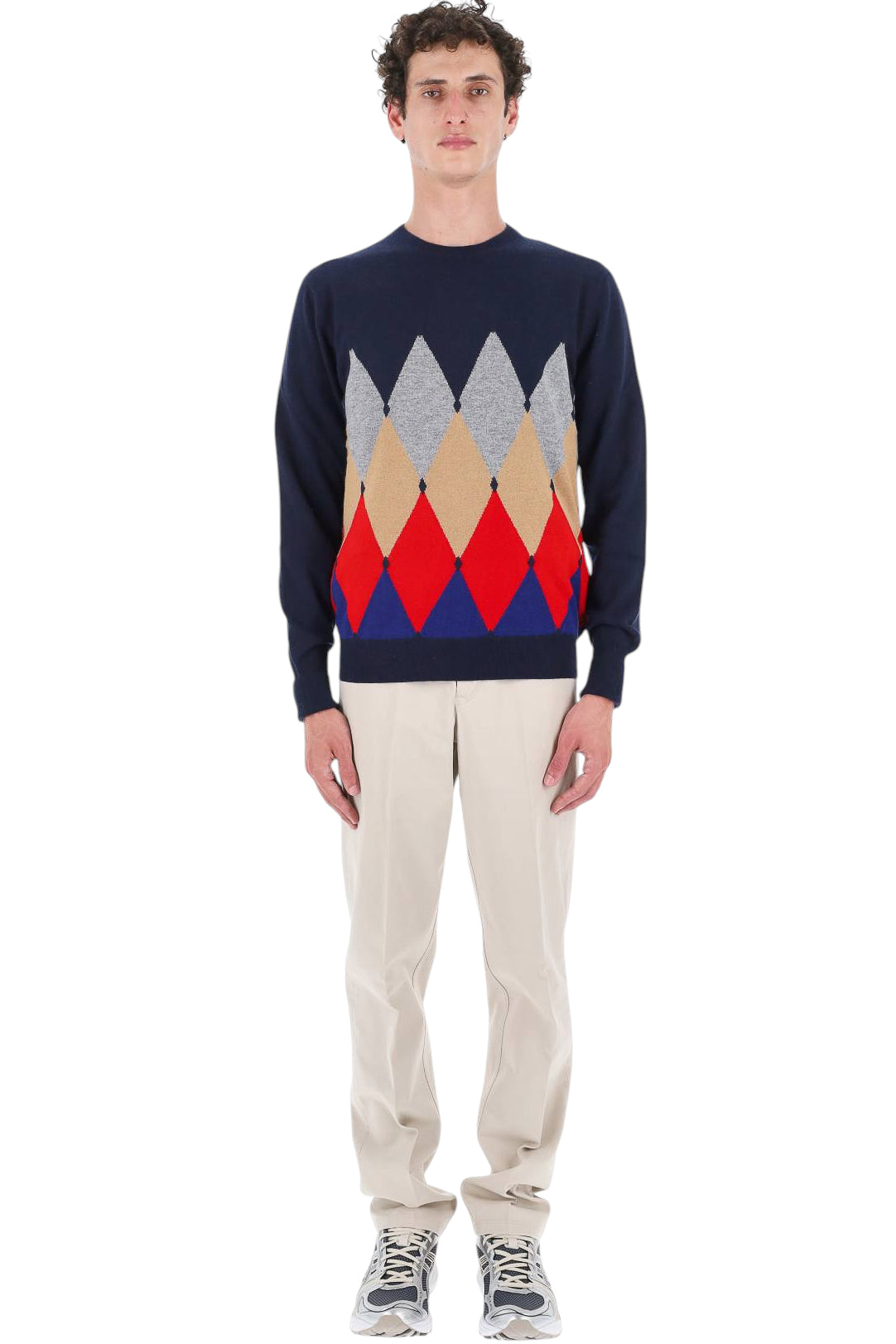 Ballantyne Maglia girocollo in cashmere 1 filo fantasia Diamond B2P000 12KA8 93562 