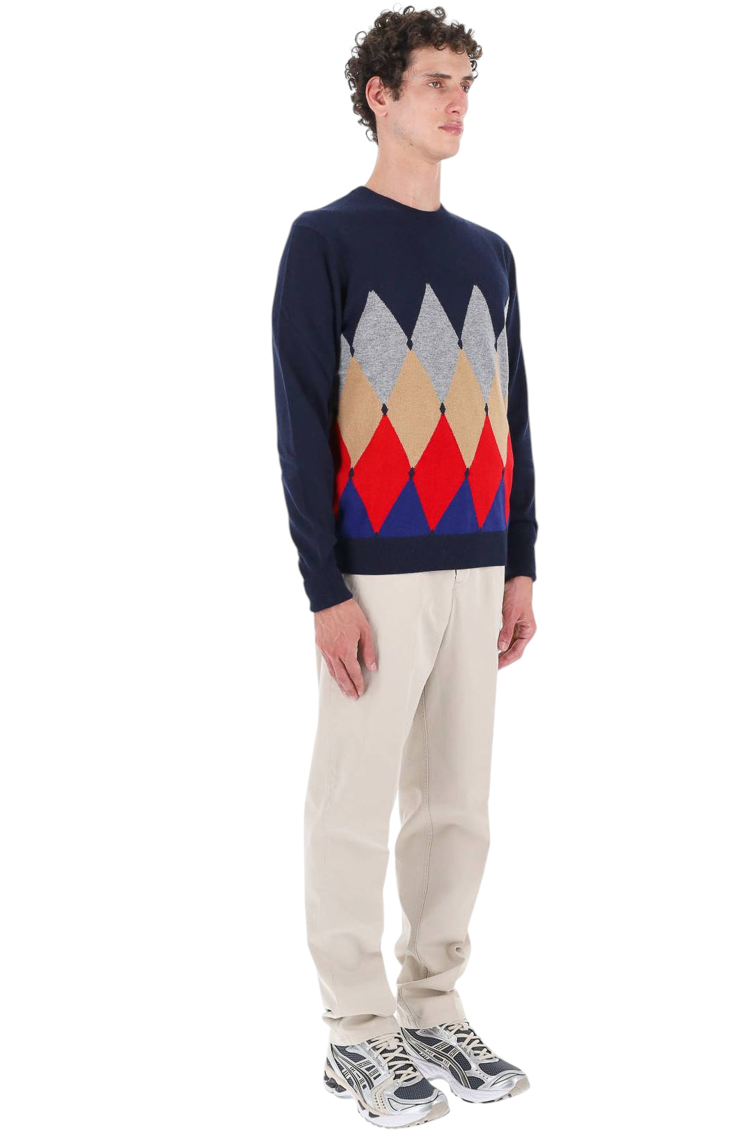 Ballantyne Maglia girocollo in cashmere 1 filo fantasia Diamond B2P000 12KA8 93562 