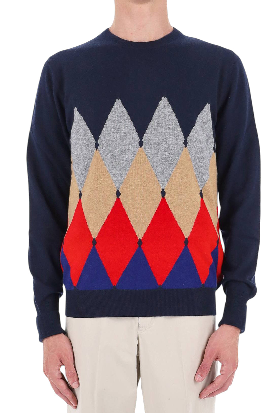 Ballantyne Maglia girocollo in cashmere 1 filo fantasia Diamond B2P000 12KA8 93562 