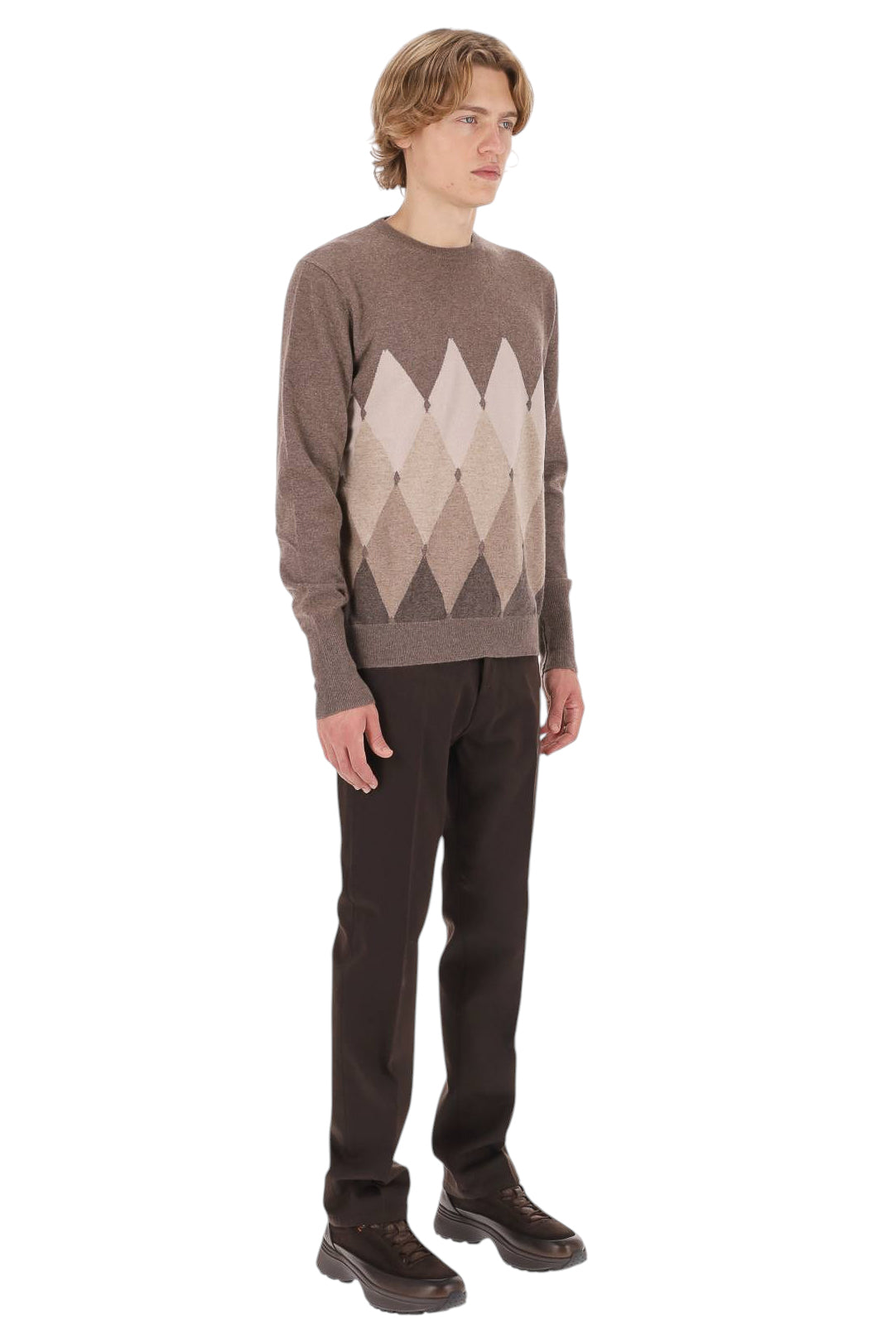 Ballantyne Maglia girocollo in cashmere 1 filo fantasia Diamond B2P000 12KA8/2 94545 