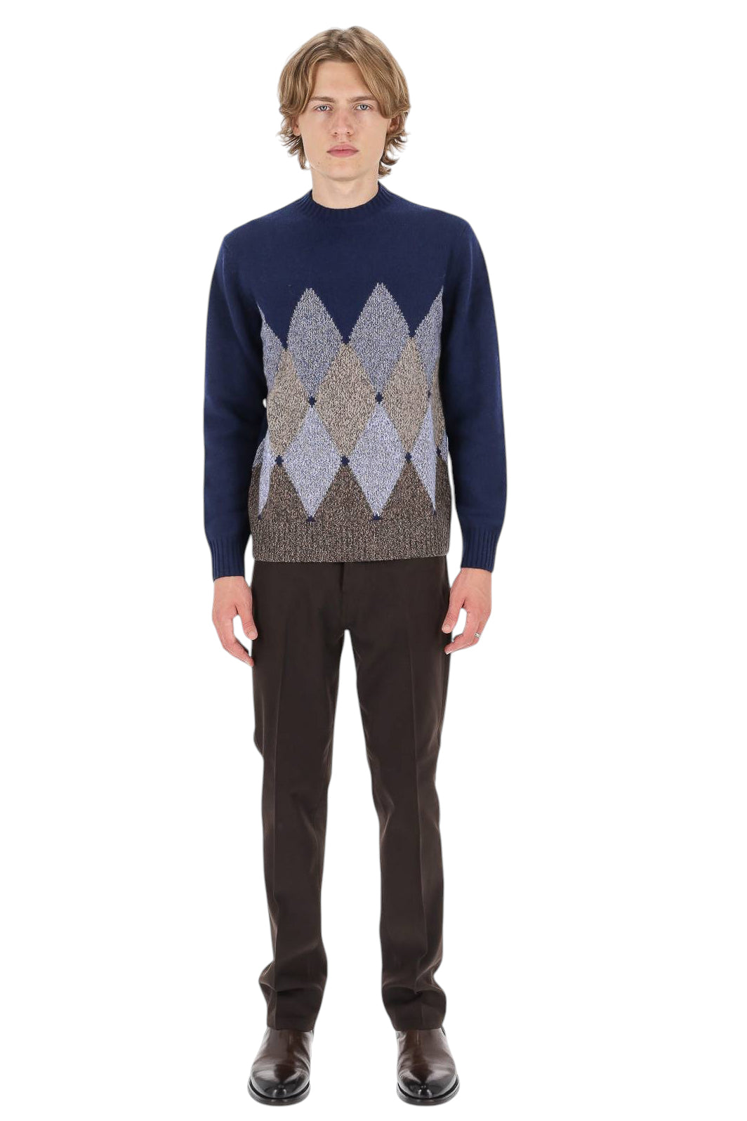 Ballantyne Maglia girocollo mouliné in lana fantasia Diamond B2P212-5WI01 93035 