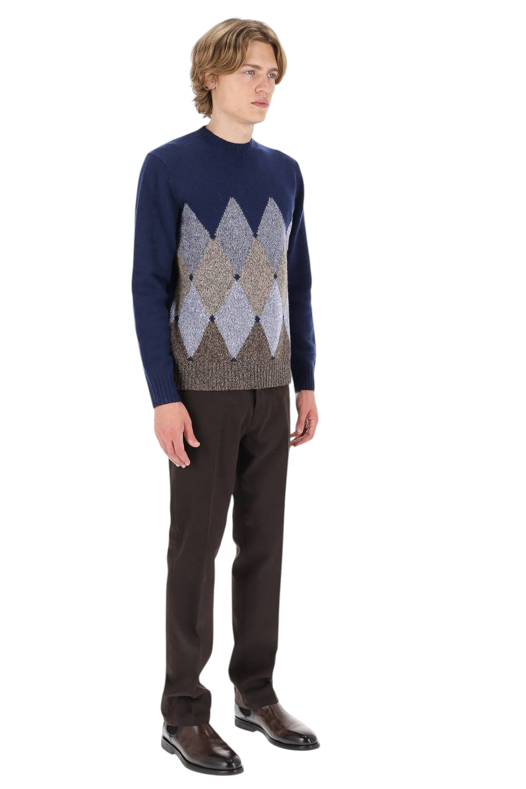 Ballantyne Maglia girocollo mouliné in lana fantasia Diamond B2P212-5WI01 93035 