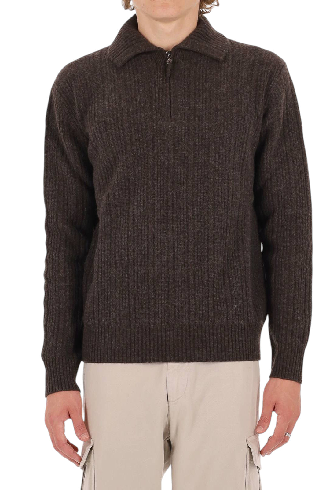 Ballantyne Maglia mezza zip in lana a trecce e coste ritorte B2W261 7W030 14724 
