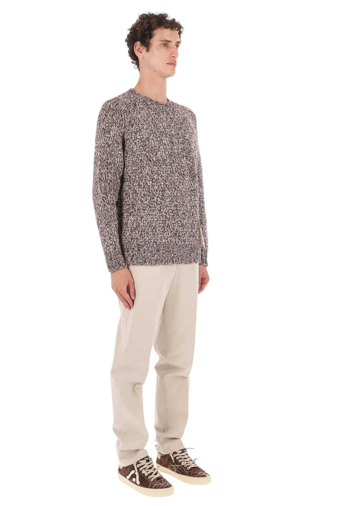 Ballantyne Maglia girocollo Raw Diamond mouliné in lana-alpaca B4P180 3W072 98156 