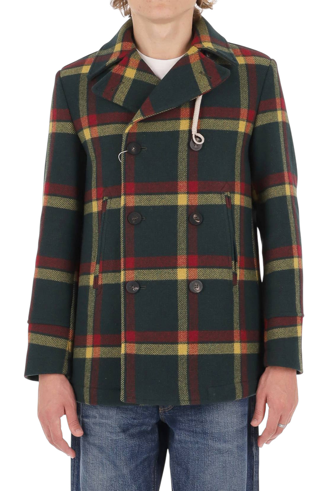Camplin Peacoat Island in lana check ISLAND Q QRG 