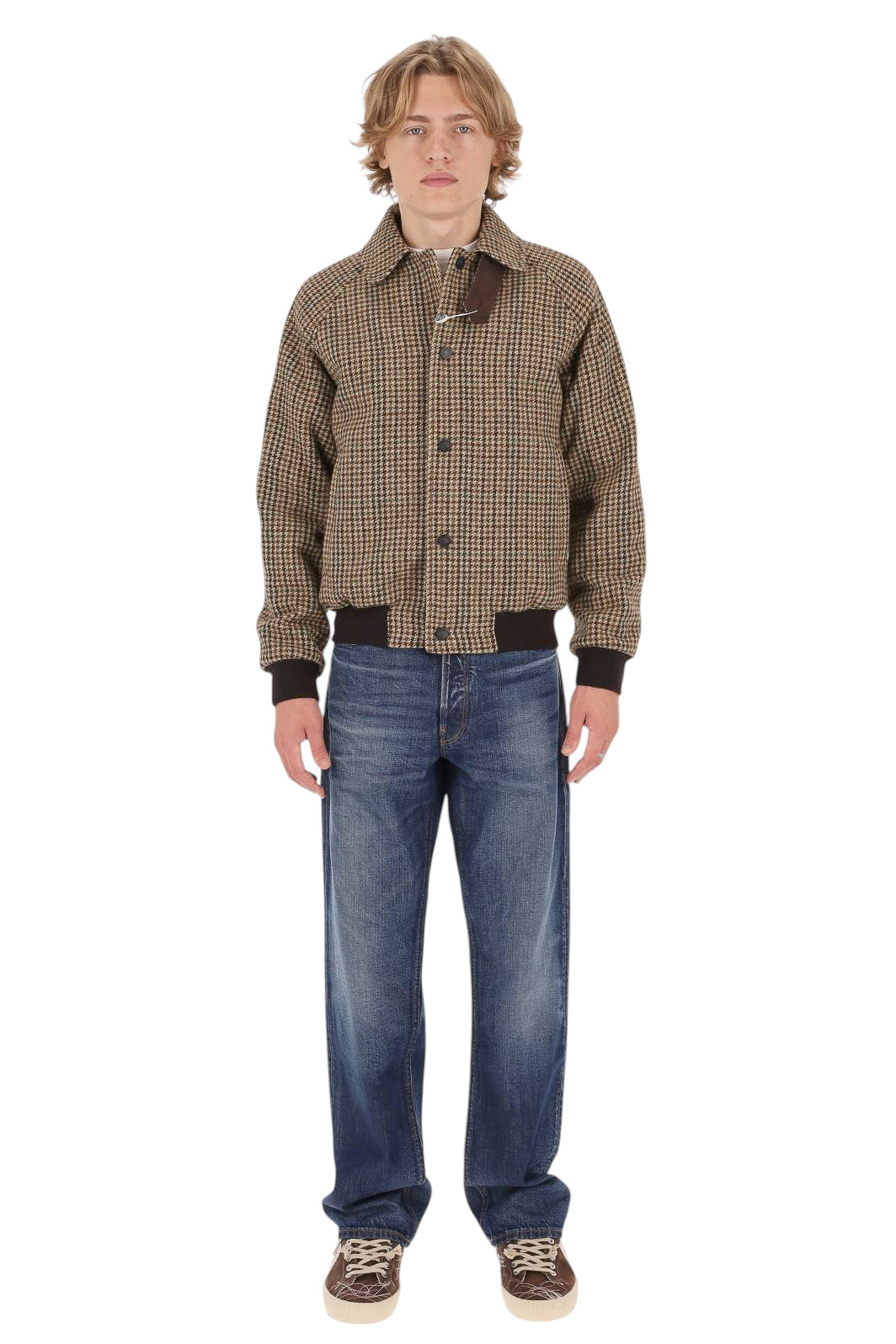 Camplin Giubbotto bomber Letter in lana pied-de-poule LETTER MO BGM 