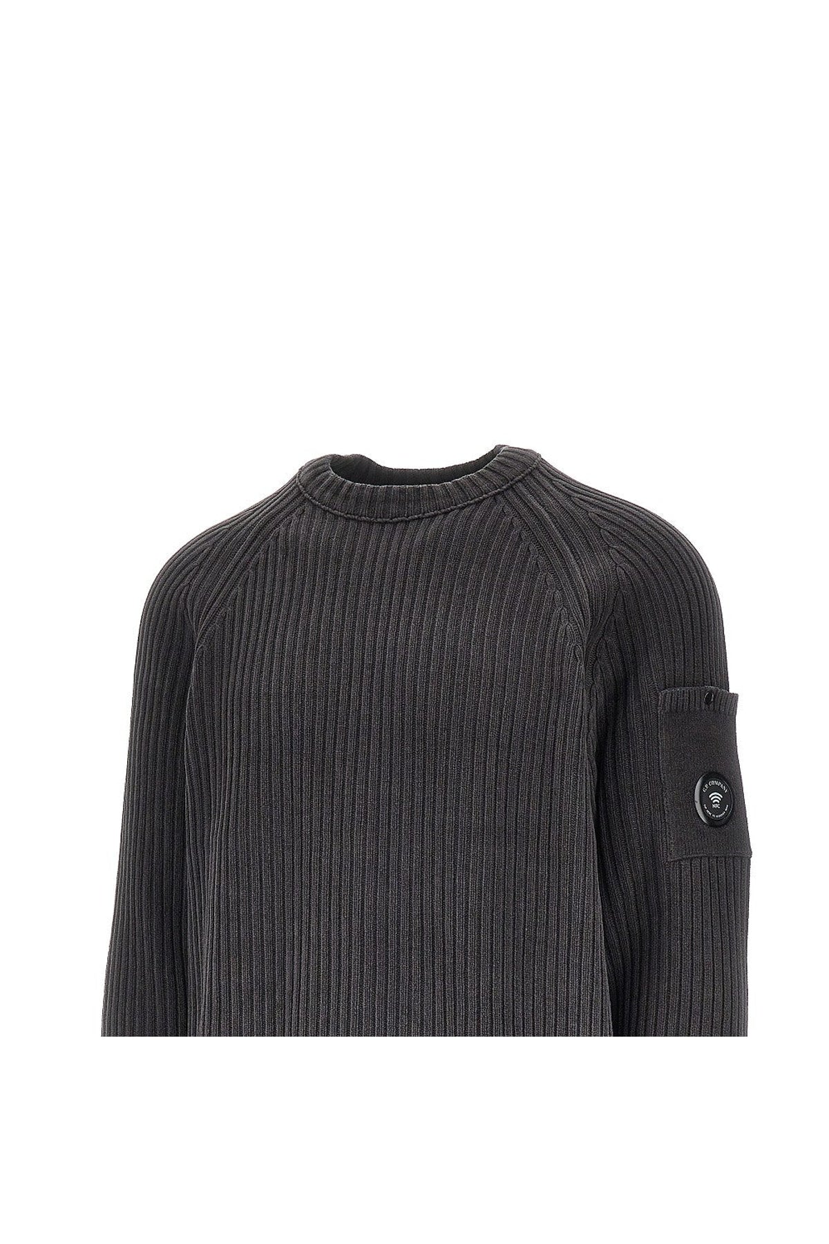 CP Company Maglia girocollo in ciniglia di cotone a coste con Lens 21CMKN049A00 5558G/2 999 