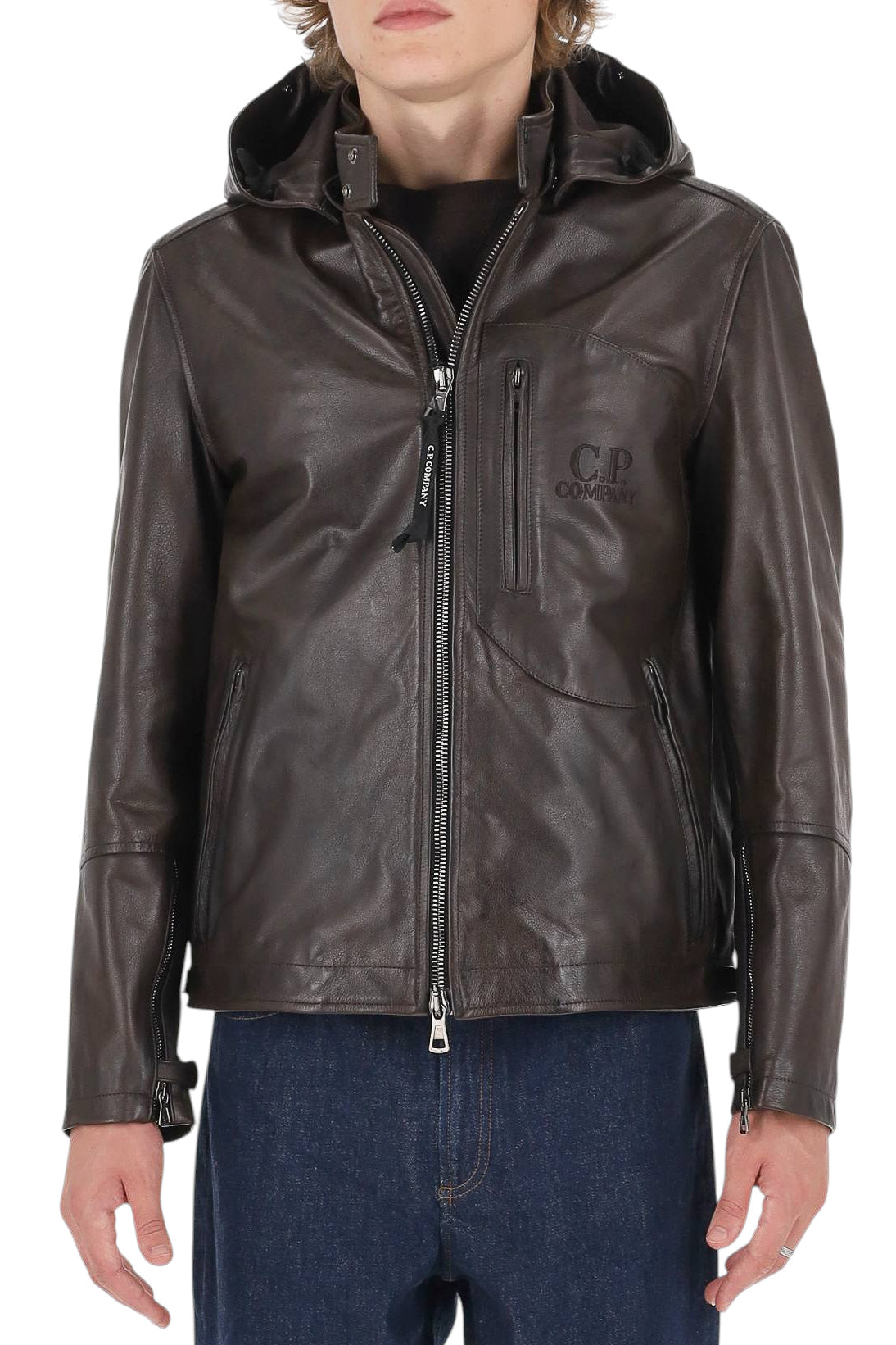 CP Company Giubbotto Goggle Jacket in pelle 21CMOW305A11 0457L 380 