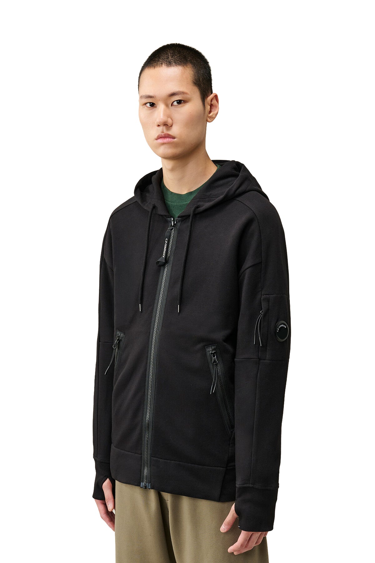 CP Company Felpa full zip con cappuccio in cotone Diagonal Raised Fleece con Lens RCCMSS716M00 5086W/2 999 