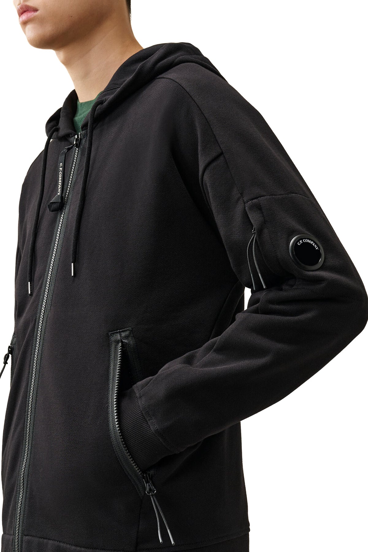 CP Company Felpa full zip con cappuccio in cotone Diagonal Raised Fleece con Lens RCCMSS716M00 5086W/2 999 