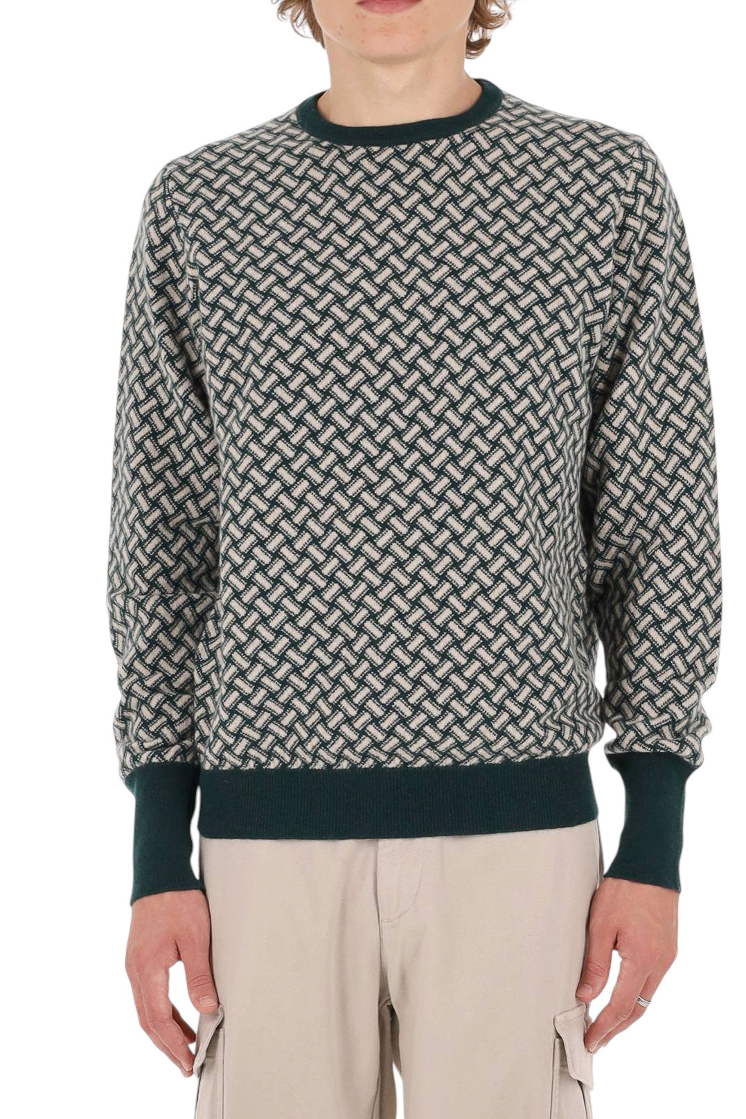 Drumohr Maglia girocollo in cashmere fantasia biscottino D2K103 BN14 