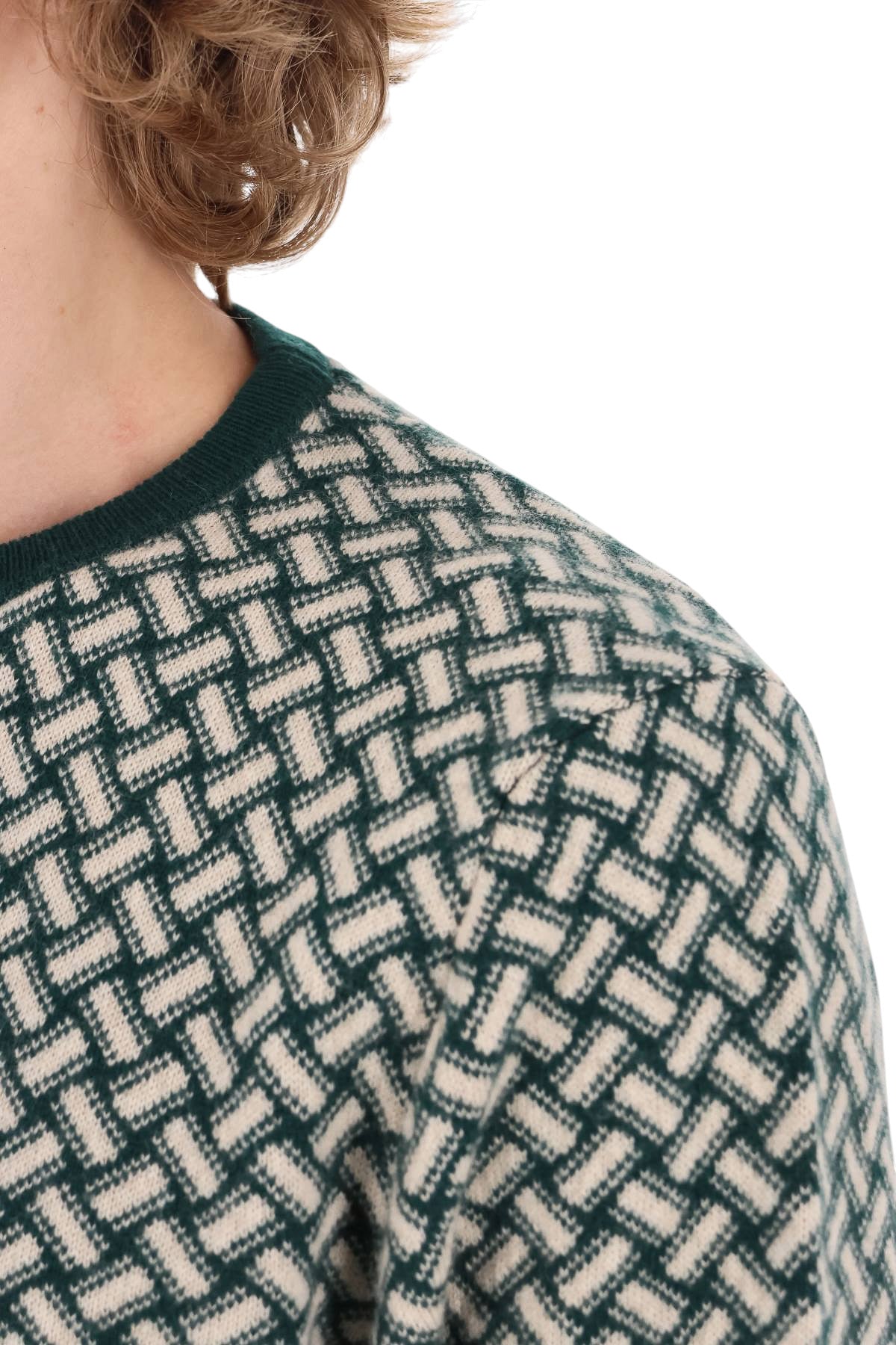 Drumohr Maglia girocollo in cashmere fantasia biscottino D2K103 BN14 