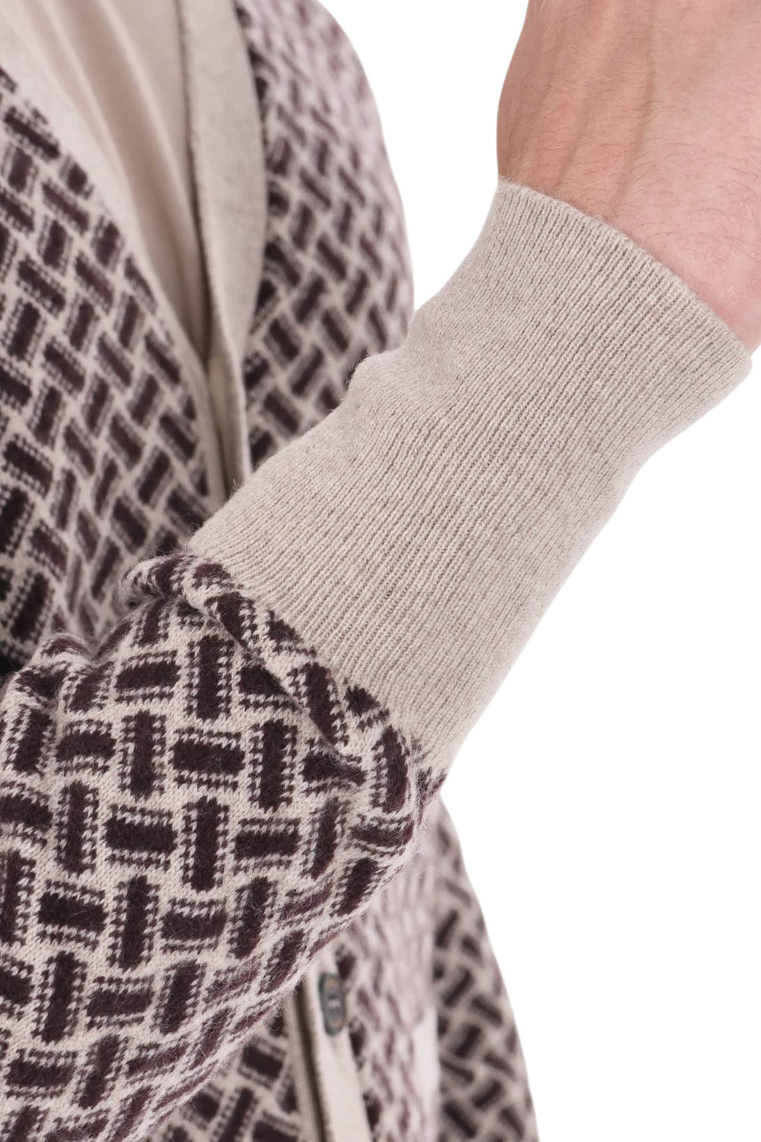Drumohr Cardigan razor blade fantasia biscottino in puro cashmere D2K110 BN11 