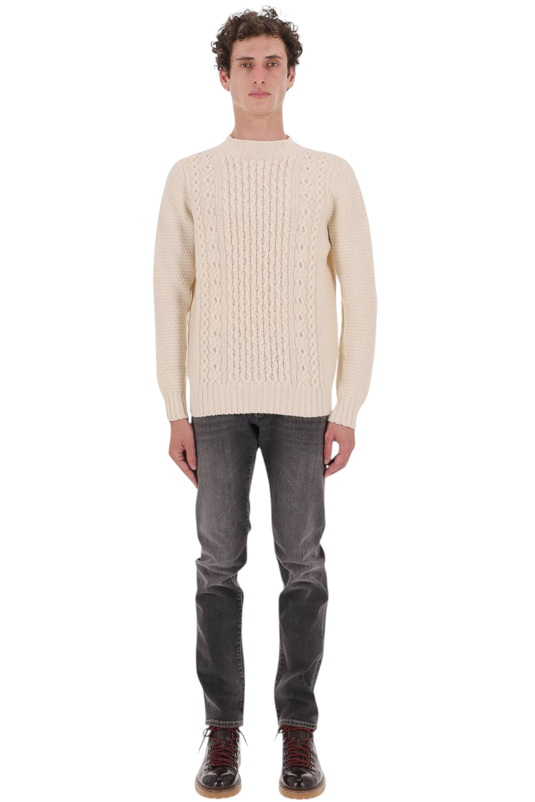Drumohr Lupetto aran a trecce in lana di agnello D4W125ARL 125 
