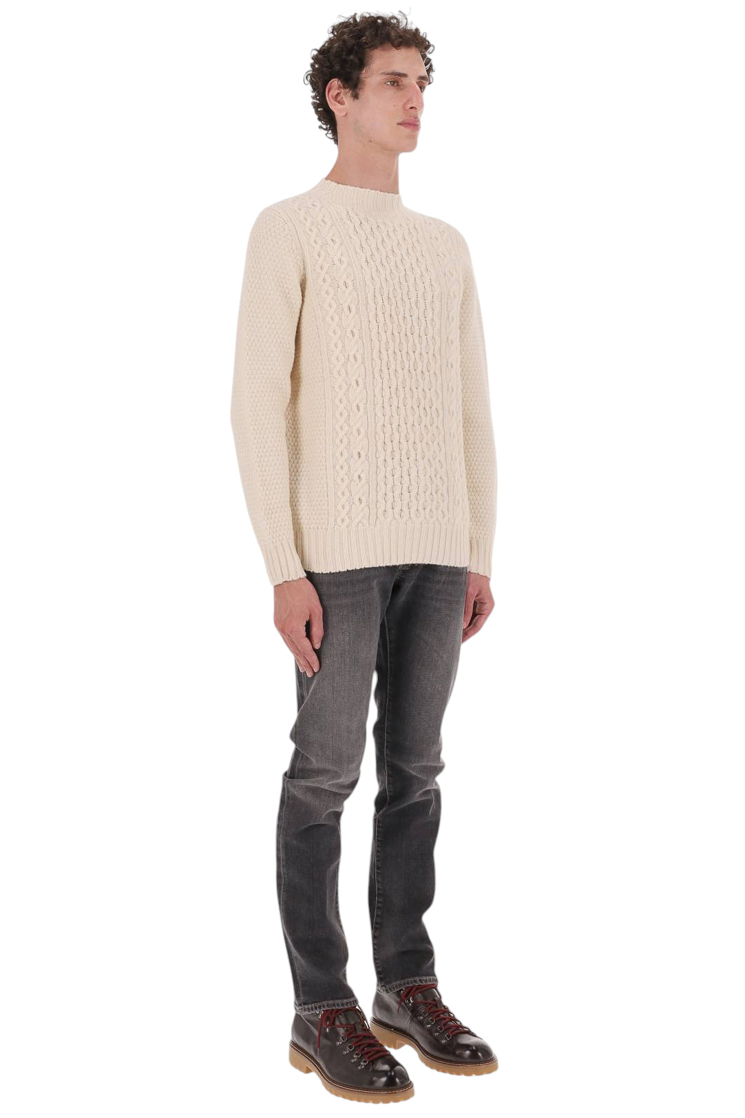 Drumohr Lupetto aran a trecce in lana di agnello D4W125ARL 125 