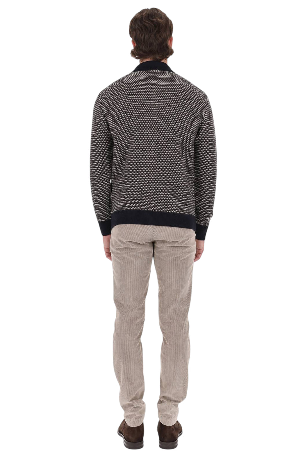 Drumohr Maglia-camicia tricolore in pura lana merino D8M111GR 003 