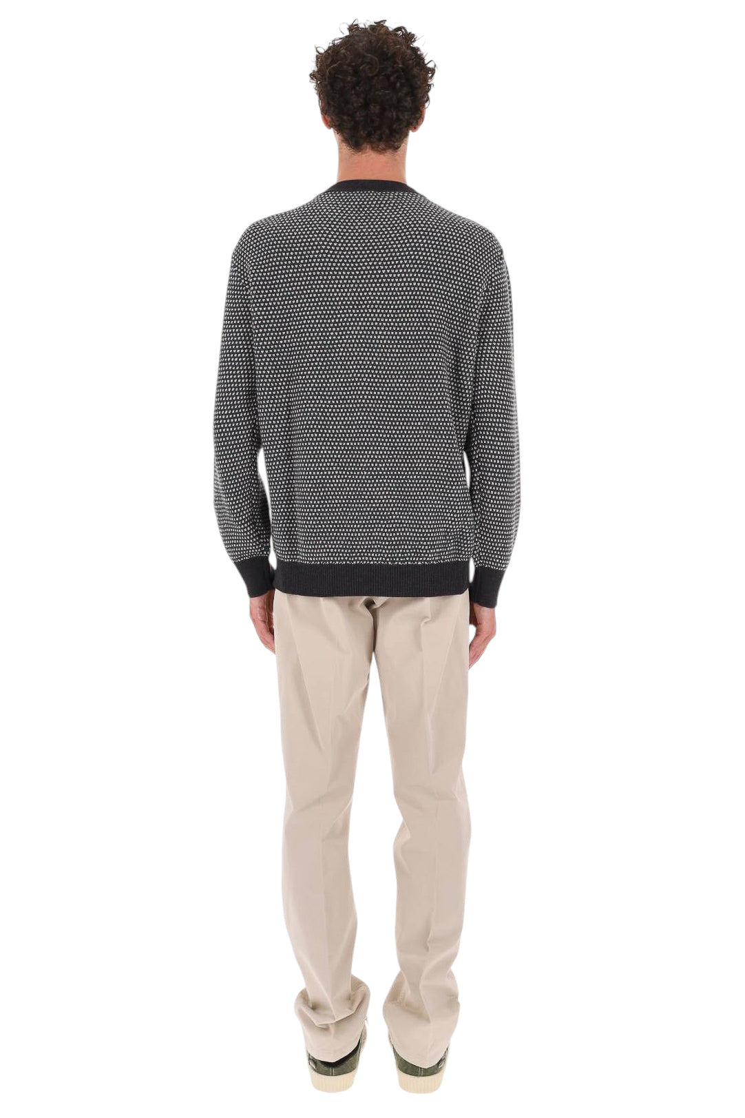 Drumohr Maglia scollo V tramata in lana merino D8M481GR 004 