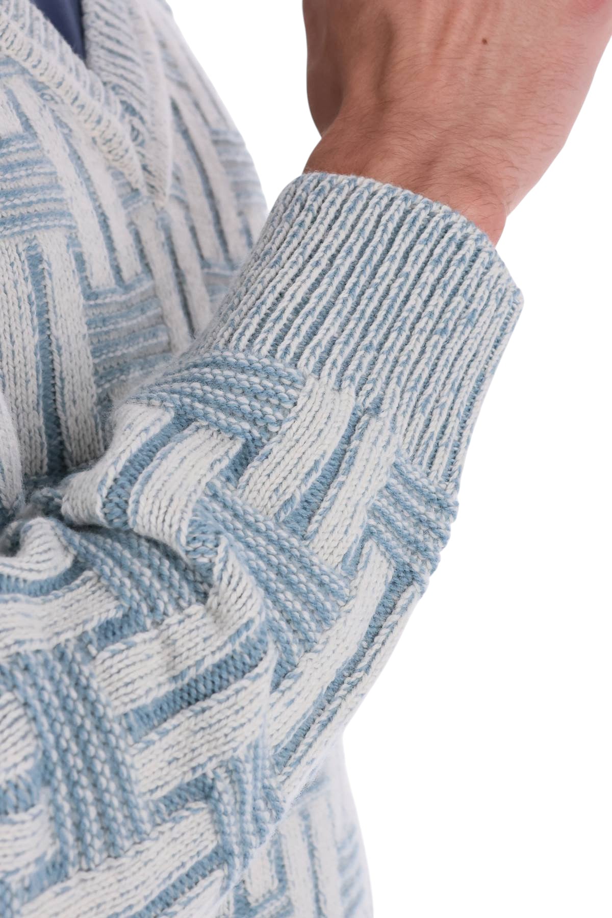 Drumohr Maglia scollo V geometrica in lana di agnello D8W481BI 004 