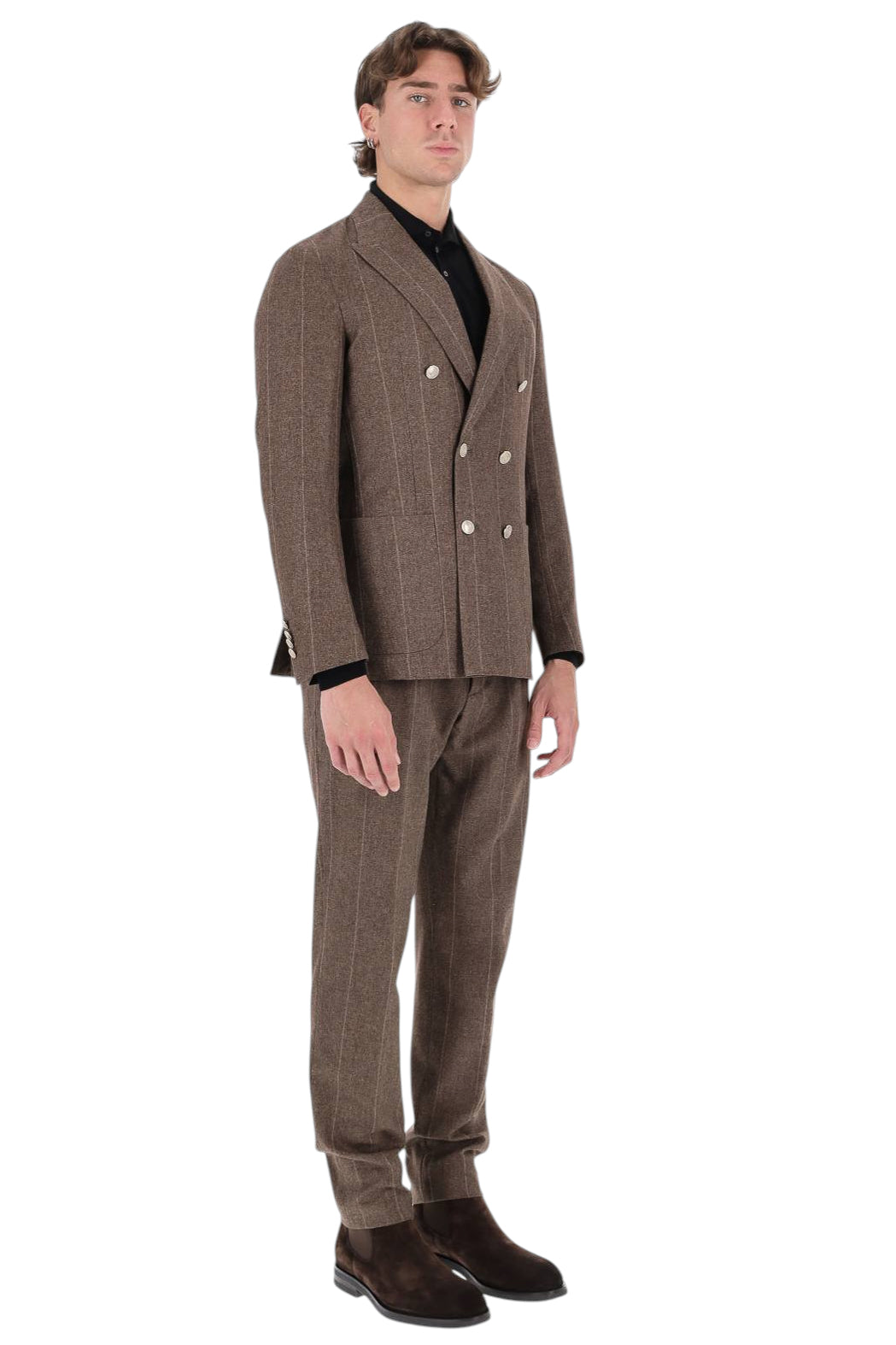 Eleventy Abito doppiopetto gessato in lana-cotone-cashmere N75ABUB01 TES0N058 05 