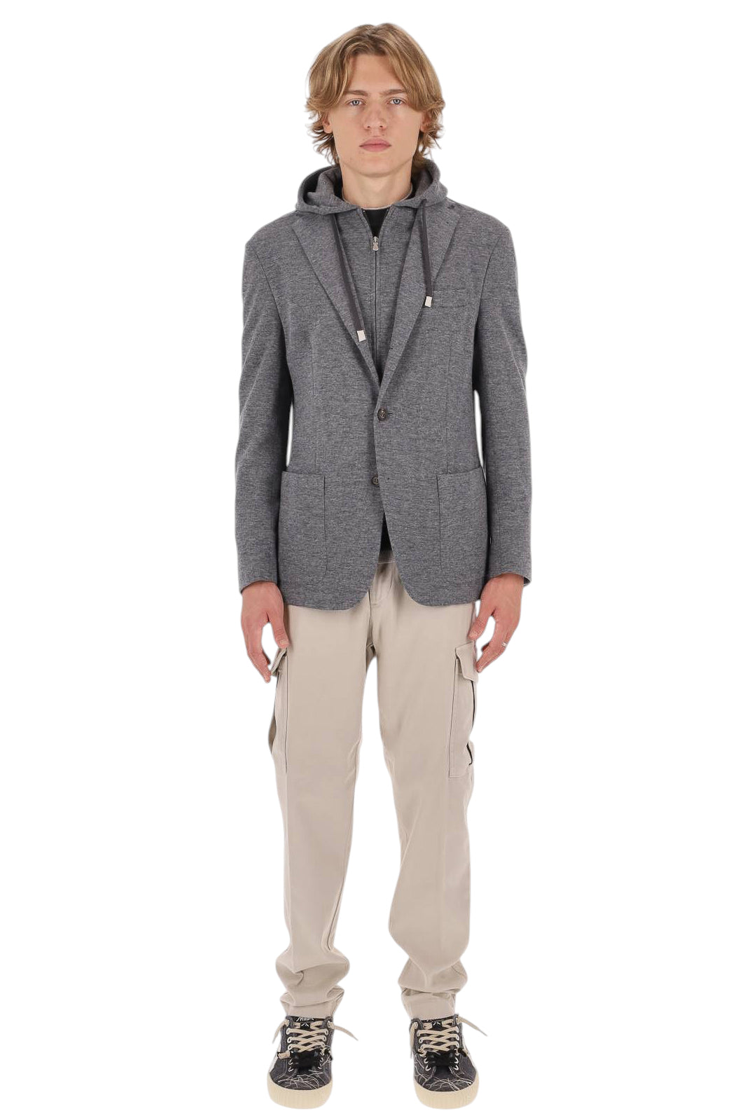 Eleventy Giacca in jersey di lana-cotone-cashmere con cappuccio N75GIAK06 TES0N176 14 