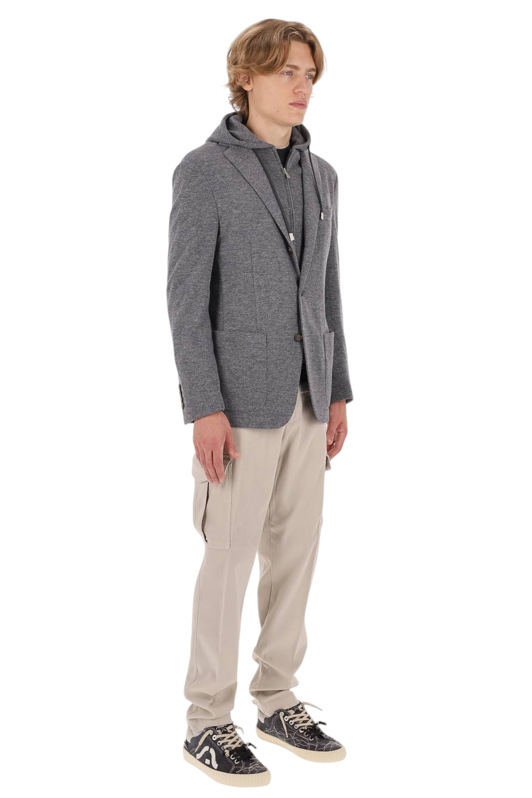 Eleventy Giacca in jersey di lana-cotone-cashmere con cappuccio N75GIAK06 TES0N176 14 