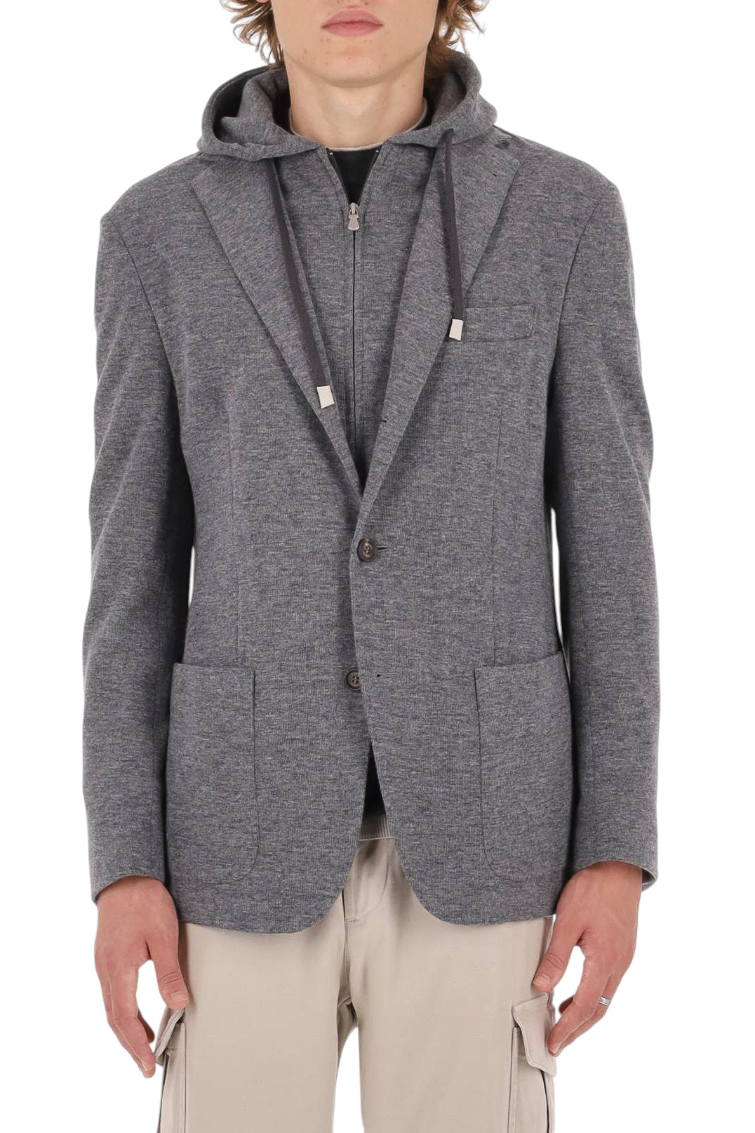 Eleventy Giacca in jersey di lana-cotone-cashmere con cappuccio N75GIAK06 TES0N176 14 