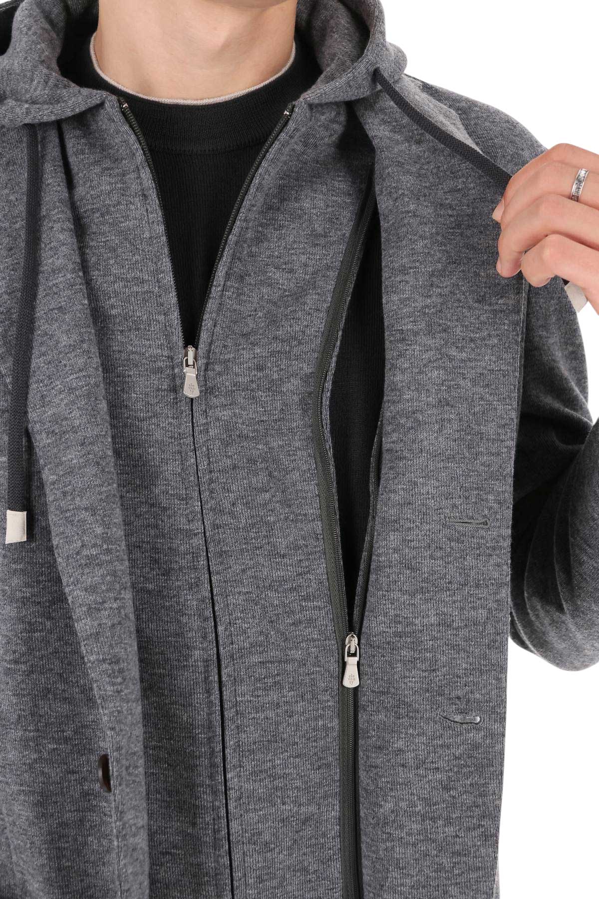 Eleventy Giacca in jersey di lana-cotone-cashmere con cappuccio N75GIAK06 TES0N176 14 