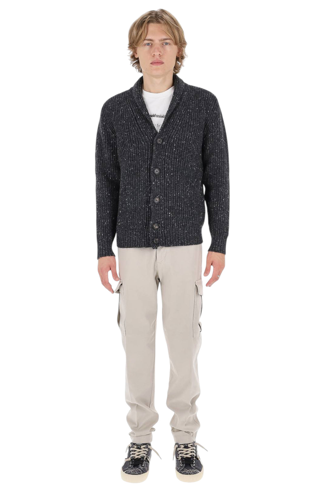 Eleventy Cardigan sciallato sale e pepe N76MAGL71 MAG0H001 15 