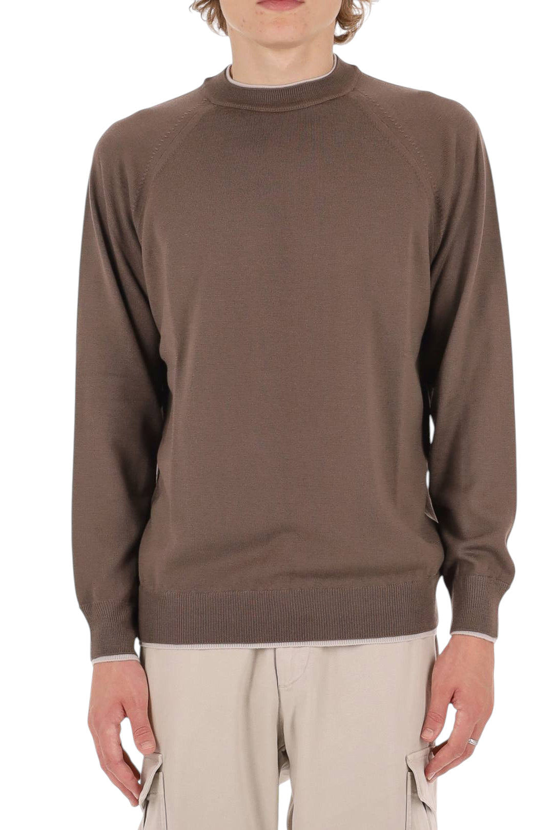 Eleventy Maglia girocollo con doppi profili in lana-cashmere N76MAGN56 MAG0N037 05-02 