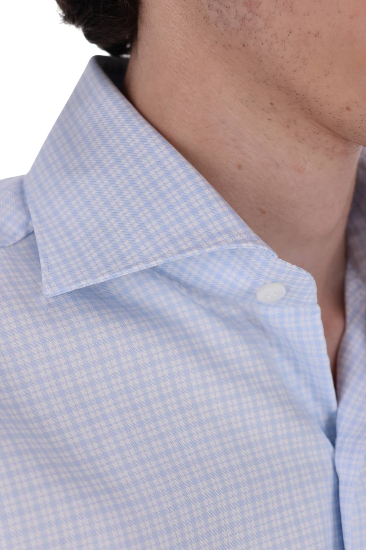 Finamore Camicia in cotone micro quadretto linea Milano ML 460187 C0784 02 