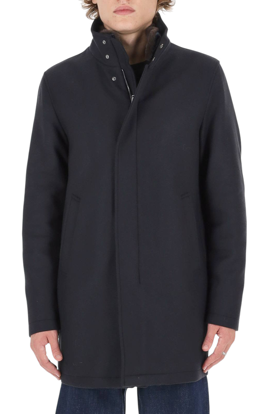 Herno Cappotto in lana con collo in eco-castorino CA000214U 33344 9200 